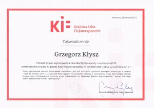 Prawo wykonywania zawodu fizjoterapeuty, Krajowa Izba Fizjoterapeutów, Grzegorz Kłysz
