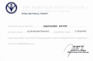 Metoda McKenziego, część C, The McKenzie Institute Polska, Grzegorz Kłysz