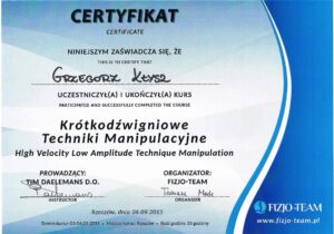 Krótkodźwigniowe techniki manipulacyjne HVLA, Grzegorz Kłysz